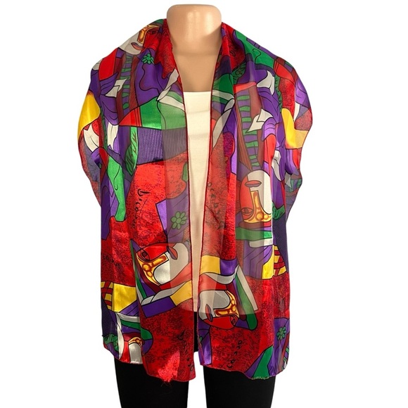 3/$30 🍂 Vintage Picasso Print Scarf Abstract Art Multi Color - Picture 1 of 5